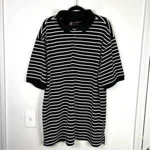 Oak Hill Polo Shirt mens big tall size 2XLT Black White Striped Short Sleeve